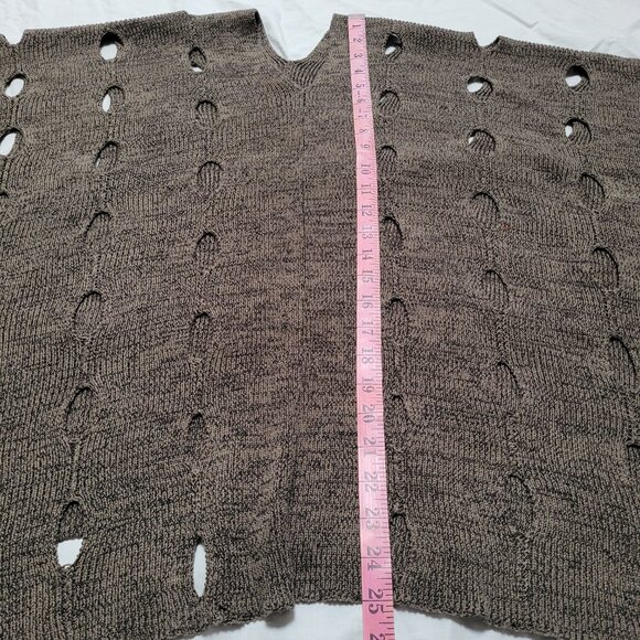 Marla Wynn Sweater Knit Poncho Cutout Design Oversized Soft Comfort Layer Office - Picture 7 of 8